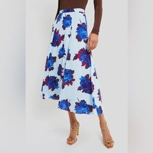 New Erdem Rossini Rose Ice Blue Long Panel Skirt Size 4